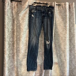 Abercrombie & Fitch Distressed Skinny Jeans - Dark Blue